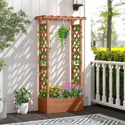 Costway Hochbeet mit Spalier freistehender Pflanzkasten aus Holz mit Überdachung Abflusslöchern Orange Costway Hochbeet mit Spalier freistehender Pflanzkasten aus Holz mit Überdachung Abflusslöchern Orange