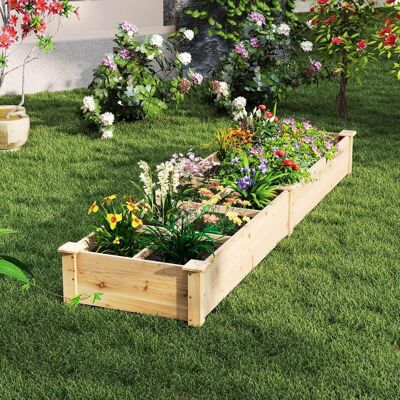 Costway Hochbeet Holz Gartenbeet mit 2 Pflanzkästen und Trennwänden 228 x 62 x 25 cm Natur Costway Hochbeet Holz Gartenbeet mit 2 Pflanzkästen und Trennwänden 228 x 62 x 25 cm Natur