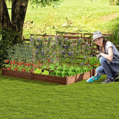 Costway Hochbeet mit Rankgitter Pflanzkasten Tannenholz Pflanzkübel mit Sichtschutz 222 x 114 x 110 cm Braun Costway Hochbeet mit Rankgitter Pflanzkasten Tannenholz Pflanzkübel mit Sichtschutz 222 x 114 x 110 cm Braun