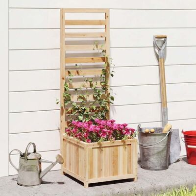 Costway Holz Hochbeet mit Rankgitter für Kletterpflanzen Erhöhter Pflanzkasten mit Ablauflöchern & Öffnungen Natur Costway Holz Hochbeet mit Rankgitter für Kletterpflanzen Erhöhter Pflanzkasten mit Ablauflöchern & Öffnungen Natur