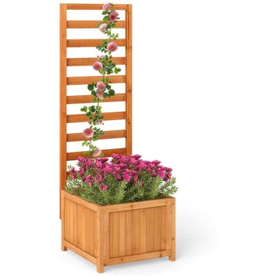 Costway Holz Hochbeet mit Rankgitter für Kletterpflanzen Erhöhter Pflanzkasten mit Ablauflöchern & Öffnungen Costway Holz Hochbeet mit Rankgitter für Kletterpflanzen Erhöhter Pflanzkasten mit Ablauflöchern & Öffnungen
