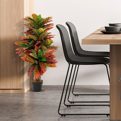 Costway 100 cm Hoher Künstlicher Kroton-Palmenbaum mit Farbenfrohen Panaschierten Blättern Costway 100 cm Hoher Künstlicher Kroton-Palmenbaum mit Farbenfrohen Panaschierten Blättern