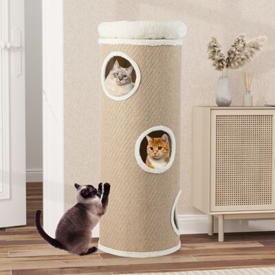 Costway 4-stöckiges Katzenhaus für mehrere Katzen erhöhter Haustier-Unterschlupf mit abnehmbarem Plüschbett Braun Costway 4-stöckiges Katzenhaus für mehrere Katzen erhöhter Haustier-Unterschlupf mit abnehmbarem Plüschbett Braun