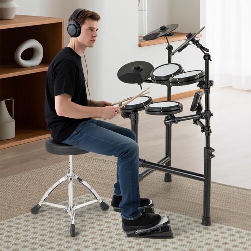 Costway Faltbares E-Drum Set mit Mesh Pads & 150 Sounds & 10 Demos 7 Teiliges E-Schlagzeug Komplettset