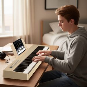 Costway 88 Tasten Digitales Klavier tragbares Vollformat Elektrisches Keyboard Hellbraun Costway 88 Tasten Digitales Klavier tragbares Vollformat Elektrisches Keyboard Hellbraun