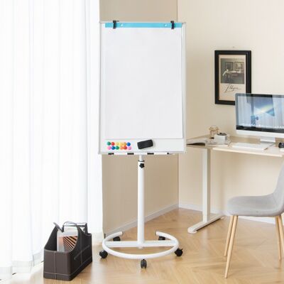 Costway Flipchart Ständer auf Rollen mit Magneten & Markern Höhenverstellbares Whiteboard Weiß Costway Flipchart Ständer auf Rollen mit Magneten & Markern Höhenverstellbares Whiteboard Weiß