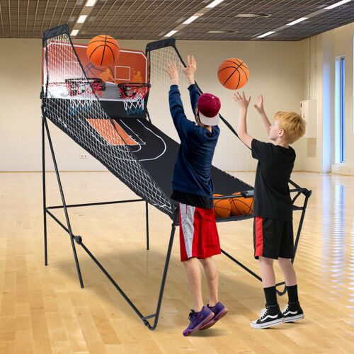 Costway Faltbares Arcade Basketball Spiel Kinder Basketballkorb mit 8 spannenden Spielmodi elektronische Punktezählsystem