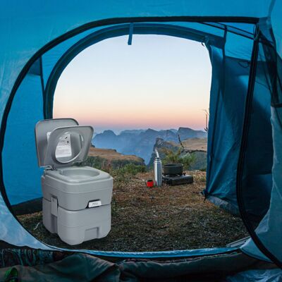 Costway - Campingtoilette Reisetoilette - 20 L - Grau - Tragbare Toilette Costway - Campingtoilette Reisetoilette - 20 L - Grau - Tragbare Toilette