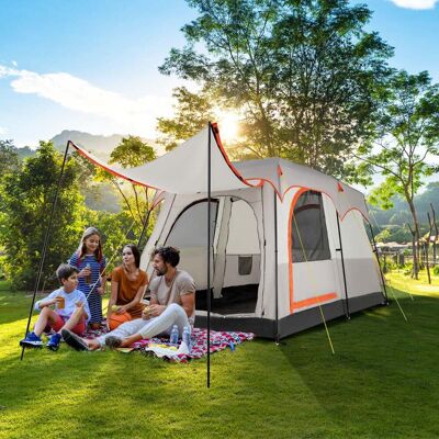 Costway Campingzelt für 6 Personen mit 2-Raum-Trennwand & Regenschutz Hellgrau Costway Campingzelt für 6 Personen mit 2-Raum-Trennwand & Regenschutz Hellgrau