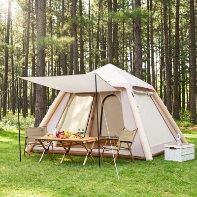 Costway Aufblasbares Campingzelt für 2-4 Personen Luftzelt mit Abnehmbarem Vordach Meshfenster & 2 Türen Costway Aufblasbares Campingzelt für 2-4 Personen Luftzelt mit Abnehmbarem Vordach Meshfenster & 2 Türen