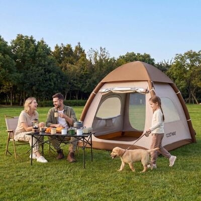 Costway Aufblasbares Campingzelt für 2 - 4 Personen Wasserfestes Luftzelt mit Dachfenster 2 Türen & Netzfenstern Costway Aufblasbares Campingzelt für 2 - 4 Personen Wasserfestes Luftzelt mit Dachfenster 2 Türen & Netzfenstern