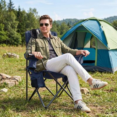 Costway Campingstuhl Klappbar Tragbarer Angelstuhl mit Kühltasche bis 200 kg Belastbar Blau Costway Campingstuhl Klappbar Tragbarer Angelstuhl mit Kühltasche bis 200 kg Belastbar Blau