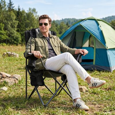 Costway Campingstuhl Klappbar Tragbarer Angelstuhl mit Kühltasche bis 200 kg Belastbar Schwarz Costway Campingstuhl Klappbar Tragbarer Angelstuhl mit Kühltasche bis 200 kg Belastbar Schwarz