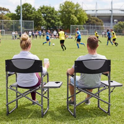 Costway Regiestuhl Klappbarer Campingstuhl mit Seitentisch & Getränkehalter Schwarz Costway Regiestuhl Klappbarer Campingstuhl mit Seitentisch & Getränkehalter Schwarz