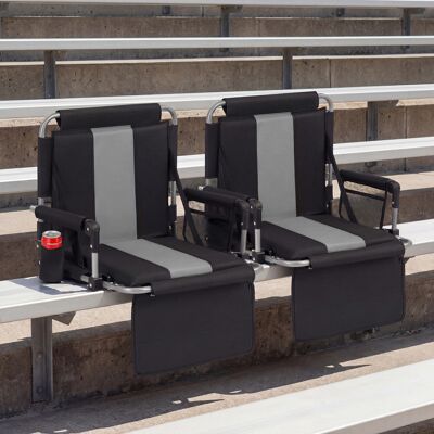 Costway Stadionsitz mit Rückenlehne Klappbarer Tribünenstuhl mit Aufbewahrungstasche & Getränkehalter Grau Costway Stadionsitz mit Rückenlehne Klappbarer Tribünenstuhl mit Aufbewahrungstasche & Getränkehalter Grau