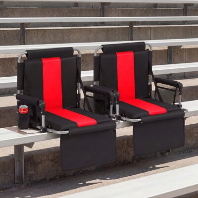 Costway Stadionsitz mit Rückenlehne Klappbarer Tribünenstuhl mit Aufbewahrungstasche & Getränkehalter Rot Costway Stadionsitz mit Rückenlehne Klappbarer Tribünenstuhl mit Aufbewahrungstasche & Getränkehalter Rot