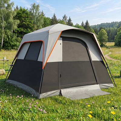 Costway Tragbares Campingzelt für 6 Personen mit Sonnenschutz Wasserfestes Pop-up Zelt mit Tragetasche Grau Costway Tragbares Campingzelt für 6 Personen mit Sonnenschutz Wasserfestes Pop-up Zelt mit Tragetasche Grau
