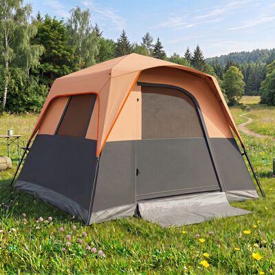 Costway Tragbares Campingzelt für 6 Personen mit Sonnenschutz Wasserfestes Pop-up Zelt mit Tragetasche Orange Costway Tragbares Campingzelt für 6 Personen mit Sonnenschutz Wasserfestes Pop-up Zelt mit Tragetasche Orange