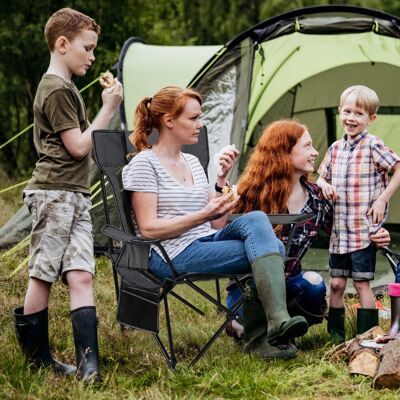 Costway Campingstuhl mit Abnehmbarer Fußablage & Verstellbarer Rückenlehne & Kopfstütze Angelstuhl Grau Costway Campingstuhl mit Abnehmbarer Fußablage & Verstellbarer Rückenlehne & Kopfstütze Angelstuhl Grau