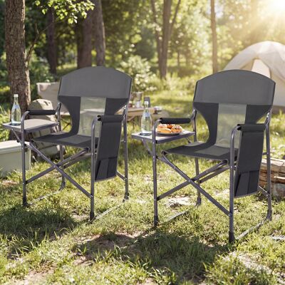 Costway Klappbarer Regiestuhl mit Seitentisch & Seitentasche & Getränkehalter Campingstuhl Schwarz Costway Klappbarer Regiestuhl mit Seitentisch & Seitentasche & Getränkehalter Campingstuhl Schwarz