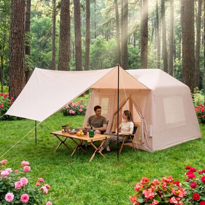 Costway Aufblasbares Campingzelt für 4-6 Personen Tragbares Luftzelt mit Pumpe Türen & Moskitonetzen Costway Aufblasbares Campingzelt für 4-6 Personen Tragbares Luftzelt mit Pumpe Türen & Moskitonetzen