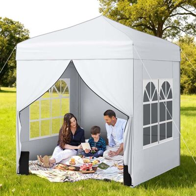 Costway Pop Up Pavillon 2 x 2m Klappbarer Gartenpavillon mit Abnehmbaren Seitenwänden Weiß Costway Pop Up Pavillon 2 x 2m Klappbarer Gartenpavillon mit Abnehmbaren Seitenwänden Weiß