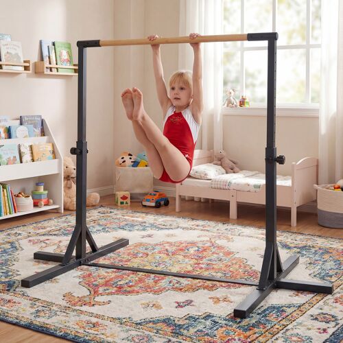 Costway Gymnastikstange horizontale Turnreck mit 12-facher Höhenverstellung von 85-145 cm Reckstange bis 150 kg belastbar Schwarz