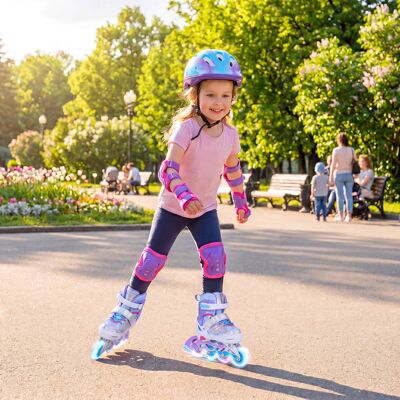 Costway Inliner für Kinder Inline Skates 4 Größen Verstellbar Kinderrollschuhe mit Leuchtenden Rädern Blau S Costway Inliner für Kinder Inline Skates 4 Größen Verstellbar Kinderrollschuhe mit Leuchtenden Rädern Blau S