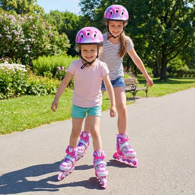 Costway Inliner für Kinder Inline Skates 4 Größen Verstellbar Kinderrollschuhe mit Leuchtenden Rädern Rosa S Costway Inliner für Kinder Inline Skates 4 Größen Verstellbar Kinderrollschuhe mit Leuchtenden Rädern Rosa S