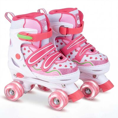 Costway Kinder Rollschuhe Rollerskates mit 4 Größen Verstellbar und LED Rädern Rosa 34-37 Costway Kinder Rollschuhe Rollerskates mit 4 Größen Verstellbar und LED Rädern Rosa 34-37