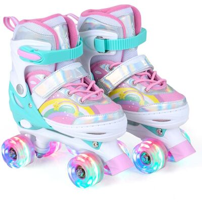 Costway Rollschuhe Kinderrollschuhe mit 4 Verstellbarer Größen & 2 LED-Leuchträdern Quad Skates M Costway Rollschuhe Kinderrollschuhe mit 4 Verstellbarer Größen & 2 LED-Leuchträdern Quad Skates M