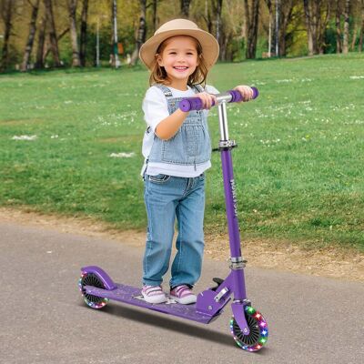 Costway Roller Kinder klappbar Kinderroller mit LED-Räder Lenker Ständer & Tragegurt Scooter Lila Costway Roller Kinder klappbar Kinderroller mit LED-Räder Lenker Ständer & Tragegurt Scooter Lila