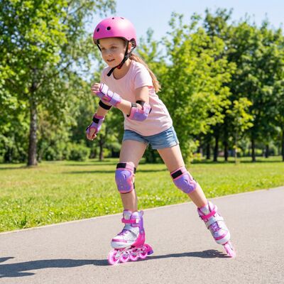 Costway Inliner für Kinder Inline Skates 4 Größen Verstellbar Kinderrollschuhe mit Leuchtenden Rädern Rosa L Costway Inliner für Kinder Inline Skates 4 Größen Verstellbar Kinderrollschuhe mit Leuchtenden Rädern Rosa L