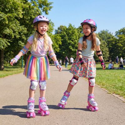Costway Rollschuhe Verstellbar in 4 Größen EU 34-37 Quad Skates mit 4 euchtenden Rädern Rosa Costway Rollschuhe Verstellbar in 4 Größen EU 34-37 Quad Skates mit 4 euchtenden Rädern Rosa