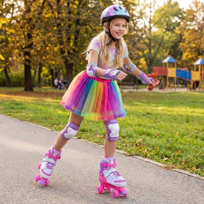 Costway Rollschuhe verstellbar in 4 Größen EU 38-41 Quad Skates mit 4 Leuchtenden Rädern Rosa Costway Rollschuhe verstellbar in 4 Größen EU 38-41 Quad Skates mit 4 Leuchtenden Rädern Rosa