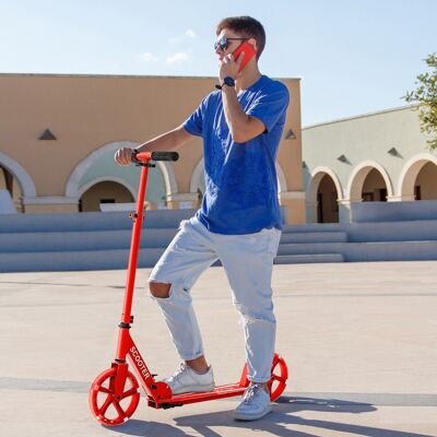 Costway Klappbarer Scooter mit 100kg Tragkraft & 2 LED Räder Höhenverstellbarer Roller Tretroller Rot Costway Klappbarer Scooter mit 100kg Tragkraft & 2 LED Räder Höhenverstellbarer Roller Tretroller Rot