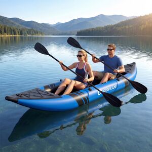 Costway Aufblasbares Kajak-Set mit Aluminiumrudern & Gepolstertem Eva-Sitz Aufblasbares Kanu Blau Costway Aufblasbares Kajak-Set mit Aluminiumrudern & Gepolstertem Eva-Sitz Aufblasbares Kanu Blau