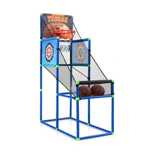 Costway Arcade Basketball Spielset mit Anzeigetafel & Soundeffekt inkl. 2 Basketbälle & Pumpe Blau