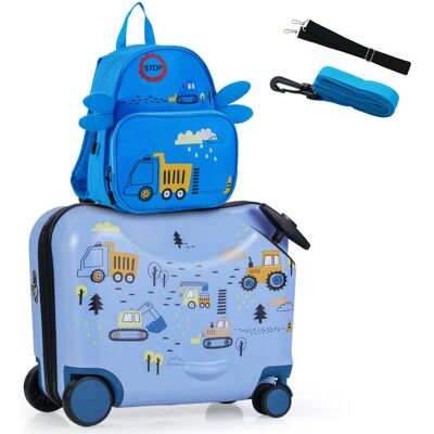 Costway 2tlg Kinderkoffer + Rucksack 47 cm Langer Aufsitzkoffer und 30 cm Breiter Rucksack Bagger Costway 2tlg Kinderkoffer + Rucksack 47 cm Langer Aufsitzkoffer und 30 cm Breiter Rucksack Bagger