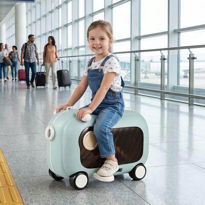 Costway Fahrbarer Kleinkindkoffer mit Rollen Ausklappbaren Seitenpedalen & Sitz 25 kg Belastbarkeit Blau Costway Fahrbarer Kleinkindkoffer mit Rollen Ausklappbaren Seitenpedalen & Sitz 25 kg Belastbarkeit Blau