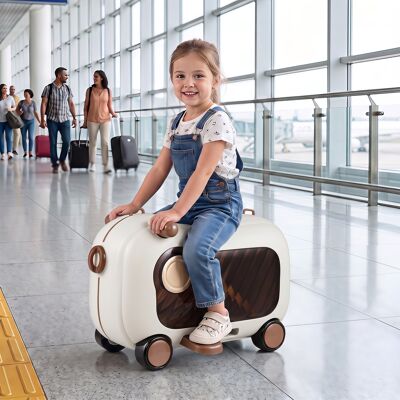 Costway Fahrbarer Kleinkindkoffer mit Rollen Ausklappbaren Seitenpedalen & Sitz 25 kg Belastbarkeit Braun Costway Fahrbarer Kleinkindkoffer mit Rollen Ausklappbaren Seitenpedalen & Sitz 25 kg Belastbarkeit Braun
