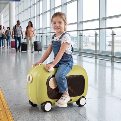 Costway Fahrbarer Kleinkindkoffer mit Rollen Ausklappbaren Seitenpedalen & Sitz 25 kg Belastbarkeit Grün Costway Fahrbarer Kleinkindkoffer mit Rollen Ausklappbaren Seitenpedalen & Sitz 25 kg Belastbarkeit Grün
