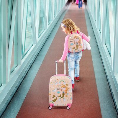 Costway Kindergepäck Meerjungfrau Reisekoffer Kinderkoffer Set mit Rucksack Rosa Costway Kindergepäck Meerjungfrau Reisekoffer Kinderkoffer Set mit Rucksack Rosa