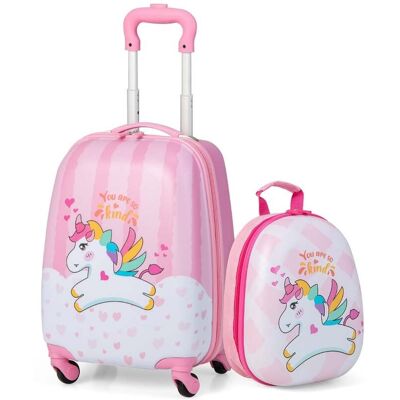 Costway Kofferset 2 tlg Einhorn 16'' Kinderkoffer + 12'' Rucksack Rosa Costway Kofferset 2 tlg Einhorn 16'' Kinderkoffer + 12'' Rucksack Rosa