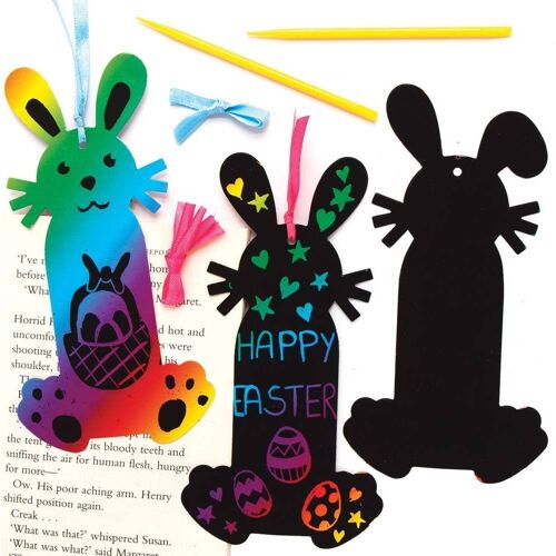 Baker Ross Kratzbild-Lesezeichen Osterhasen (pro Set 10) Bastelaktivitäten zu Ostern