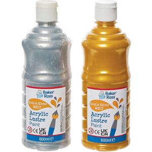 Baker Ross Acrylfarbe Gold & Silber, 600ml (pro Set 2) Baker Ross Acrylfarbe Gold & Silber, 600ml (pro Set 2)
