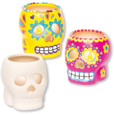 Craft Skull Keramik-Teelichthalter - Himmelblau - Halloween-Dekor Craft Skull Keramik-Teelichthalter - Himmelblau - Halloween-Dekor
