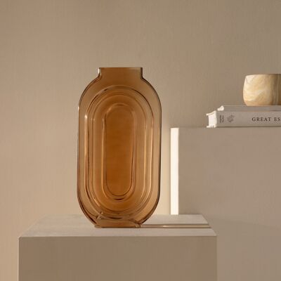 Ocre Vase Glas Braun - Kenay Home Braun 30 cm x 17 cm Ocre Vase Glas Braun - Kenay Home Braun 30 cm x 17 cm