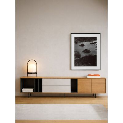 Emmet TV-Möbel 240 cm Eichenholz und Graphitlack - Kenay Home Natürlich - Grau 55 cm x 242,6 cm Emmet TV-Möbel 240 cm Eichenholz und Graphitlack - Kenay Home Natürlich - Grau 55 cm x 242,6 cm