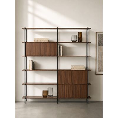 Darel Doppeltes Hochregal aus Walnussfurnier - Kenay Home Braun 197 cm x 196 cm Darel Doppeltes Hochregal aus Walnussfurnier - Kenay Home Braun 197 cm x 196 cm